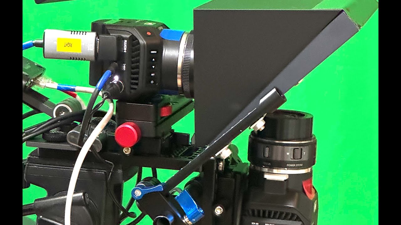 Close view of the assembled Blackmagic beamsplitter camera rig