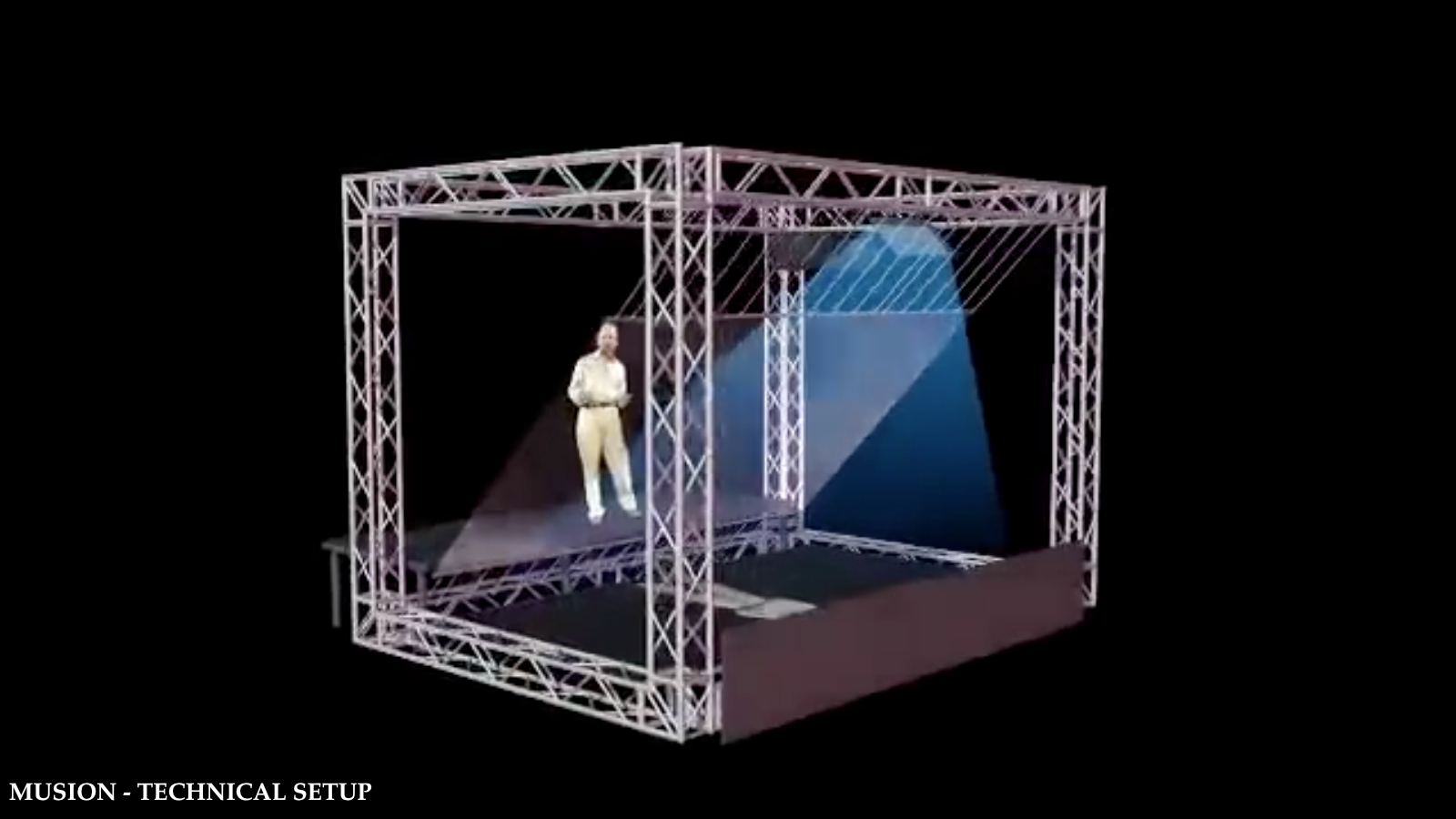 Three-dimensional technical view of a projection hologram stage installation