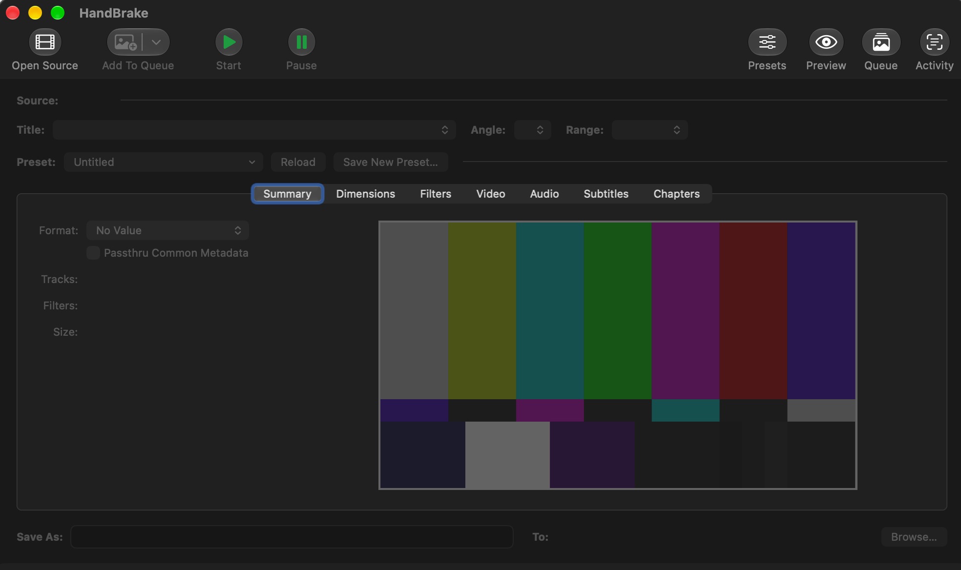 HandBrake encoding application on macOS