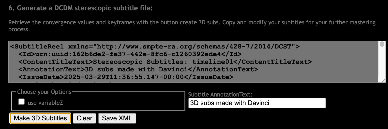 Adjusting subtitle convergence on the DaVinci Resolve Color page