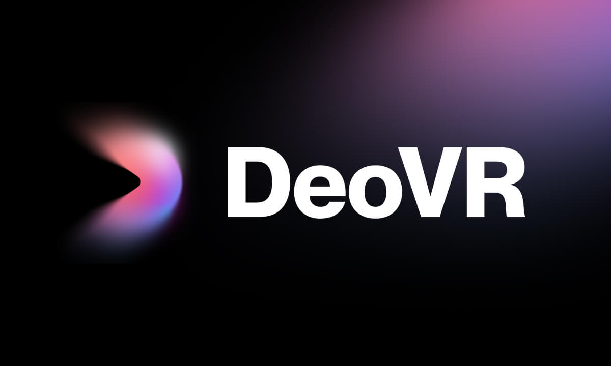 DeoVR promotional page showing its VR video platform
